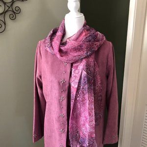 Maggie Sweet 4-pc Jacket/Tank/Pant/Scarf Ensemble - Tea Rose